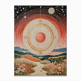 Red Moon Map Canvas Print