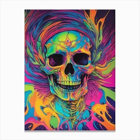 Neon Iridescent Skull Painting (6) Canvas Print