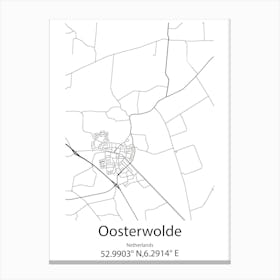 Oosterwolde,Netherlands Minimalist Map Canvas Print