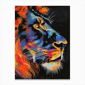 Black Lion Portrait Close Up Fauvist Painting 1 Canvas Print