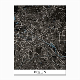 Berlin Black Blue Canvas Print