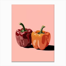 Two Peppers On A Pink Background Toile