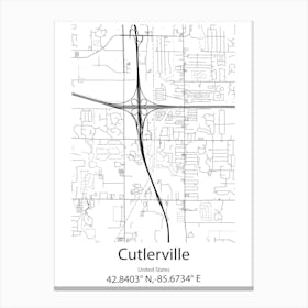 Cutlerville,United States Minimalist Map Canvas Print