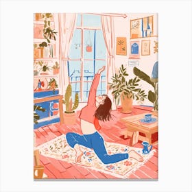 Girl Yoga Lo Fi Kawaii Illustration 2 Canvas Print