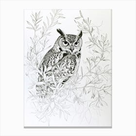 Brown Fish Owl Marker Drawing 4 Canvas Print