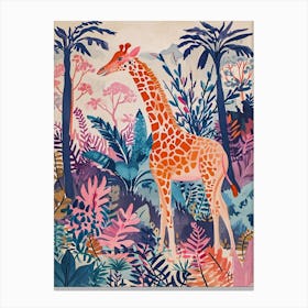 Purple Giraffe Watercolour Illustration 1 Canvas Print