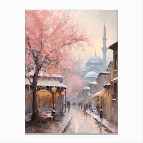 Dreamy Winter Painting Istanbul Turkey Canvas Print