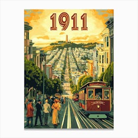 Aihrgdesign A Retro Travel Poster Of San Franciscos First Ele 11c7d08d Ebe8 4ca4 85d8 D03774e1df06 3 Canvas Print