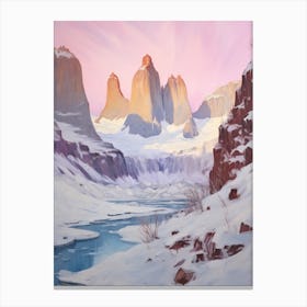 Dreamy Winter Painting Torres Del Paine National Park Argentina 3 Canvas Print