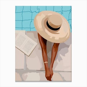 Hat And Book Illustration Canvas Print