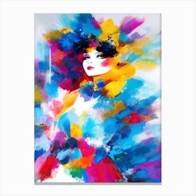 Woman In A Colorful Dress Canvas Print