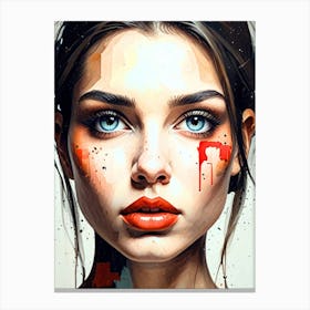 Girl With Dripping Paint Canvas Print