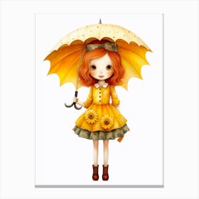 Little Girl With Umbrella Canvas Print