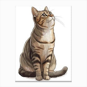 American Wirehair Cat Clipart Illustration 6 Canvas Print