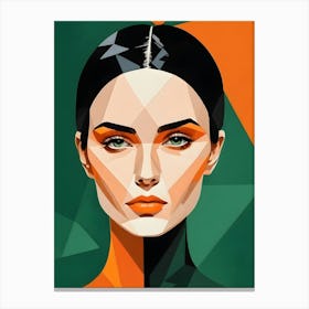 Geometric Woman Portrait Pop Art (5) Canvas Print
