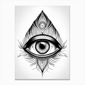 Clarity, Symbol, Third Eye Simple Black & White Illustration 2 Canvas Print