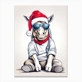 Horse Christmas Hat Canvas Print