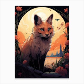 Swift Fox Moon Illustration 3 Canvas Print