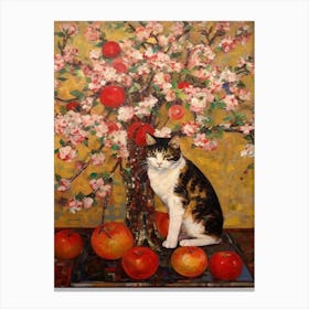 Apple Blossom With A Cat 1 Art Nouveau Klimt Style Canvas Print