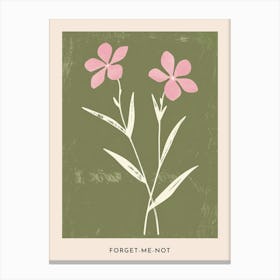 Pink & Green Forget Me Not 3 Flower Poster Canvas Print