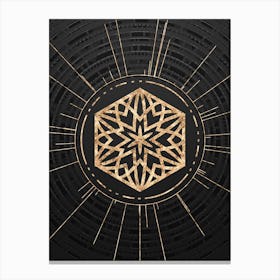 Geometric Glyph Symbol in Gold with Radial Array Lines on Dark Gray n.0126 Canvas Print
