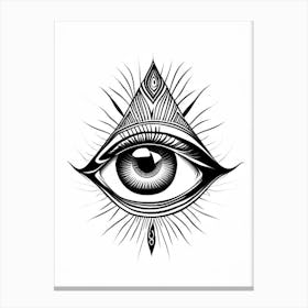 Psychic Abilities, Symbol, Third Eye Simple Black & White Illustration 2 Canvas Print
