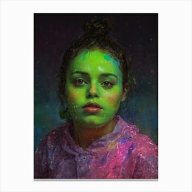 'The Girl With Green Paint' Canvas Print