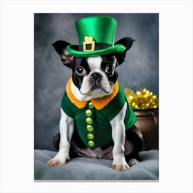 St Patrick'S Day Boston Terrier 8 Canvas Print