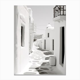 Mykonos, Greece, Photography In Black And White 4 Canvas Print