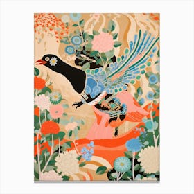 Maximalist Bird Painting Magpie 1 Canvas Print
