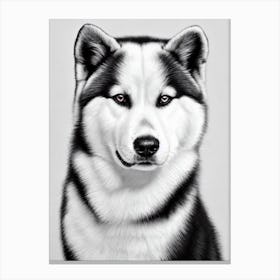 Akita B&W Pencil dog Canvas Print