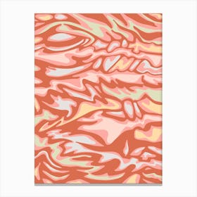FLOW Retro Mid-Century Modern Abstract Water Marble in Terracotta Blush Rust Yellow Green Gray Canvas Print