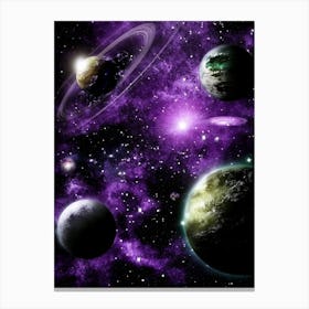 Purple Planets In Space Canvas Print