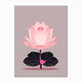 A Pink Lotus In Minimalist Style Vertical Composition 3 Canvas Print