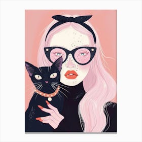 Girl With A Cat 3 Canvas Print