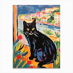 Painting Of A Cat In Nice France 2 Canvas Print