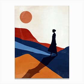 Woman Walking In The Desert, Minimalism Canvas Print