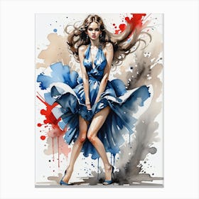 Girl In Blue Dress Canvas Print