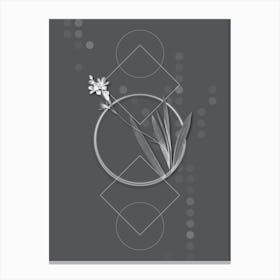 Vintage Gladiolus Mucronatus Botanical with Line Motif and Dot Pattern in Ghost Gray n.0136 Canvas Print