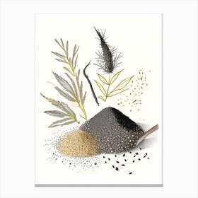 Black Sesame Spices And Herbs Pencil Illustration 1 Canvas Print
