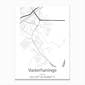 Vasterhaninge,Sweden Minimalist Map Canvas Print