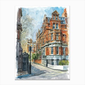 Kensington And Chelsea London Borough   Street Watercolour 4 Canvas Print