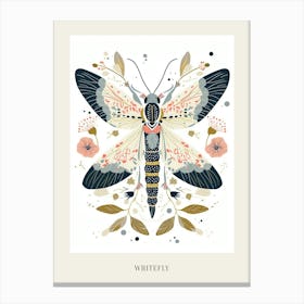 Colourful Insect Illustration Whitefly 6 Poster Canvas Print