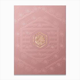 Geometric Gold Glyph on Circle Array in Pink Embossed Paper n.0134 Canvas Print