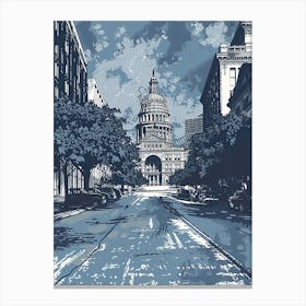 Duotone Illustration The Austin Texas State Capitol Austin Texas 2 Canvas Print