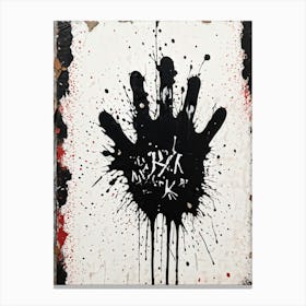 Black Charcoal Hand Sketching Over A Canvas With Splatters And Drips Of Paint Heavy Grunge Texture (2) Canvas Print