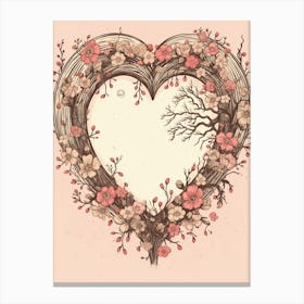 Heart Tree Floral Vintage Illustration 3 Canvas Print