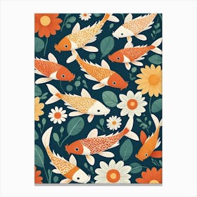 Floral Koi Fish Nursery Illustration (13) Canvas Print