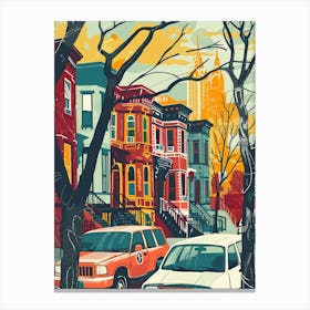 Stapleton New York Colourful Silkscreen Illustration 4 Canvas Print