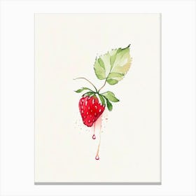 Strawberry Leaf Minimalist Watercolour 1 Canvas Print